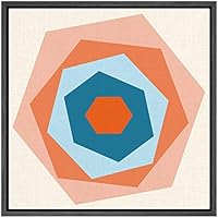 SIGNWIN Framed Canvas Wall Art Biege, Pink, Orange, Blue and Red Color Blocks and Hexagons Geometric Shapes Illustrations Pop Art Modern Colorful for Living Room, Bedroom, Office - 16