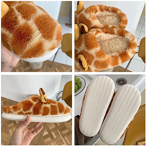 Giraffe Slippers for Women, Cute Plush 3D Giraffe Shaped Slippers for Kids & Adults Slippers Christmas (8-9, Style B)4