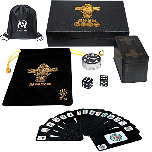 144 cards Travel game set Accessories,Chinese Mahjong (Mah Jong, Mahjongg, Mah-Jongg, Mah Jongg, Majiang) Playing Cards game,Waterproof Mahjong card with Gift box,Best Gift for majhong lover and begin