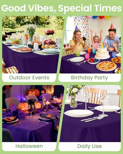 Image of LANLISA 4 Pack Purple Plastic Tablecloth Disposable, 54 x 108 Inch
