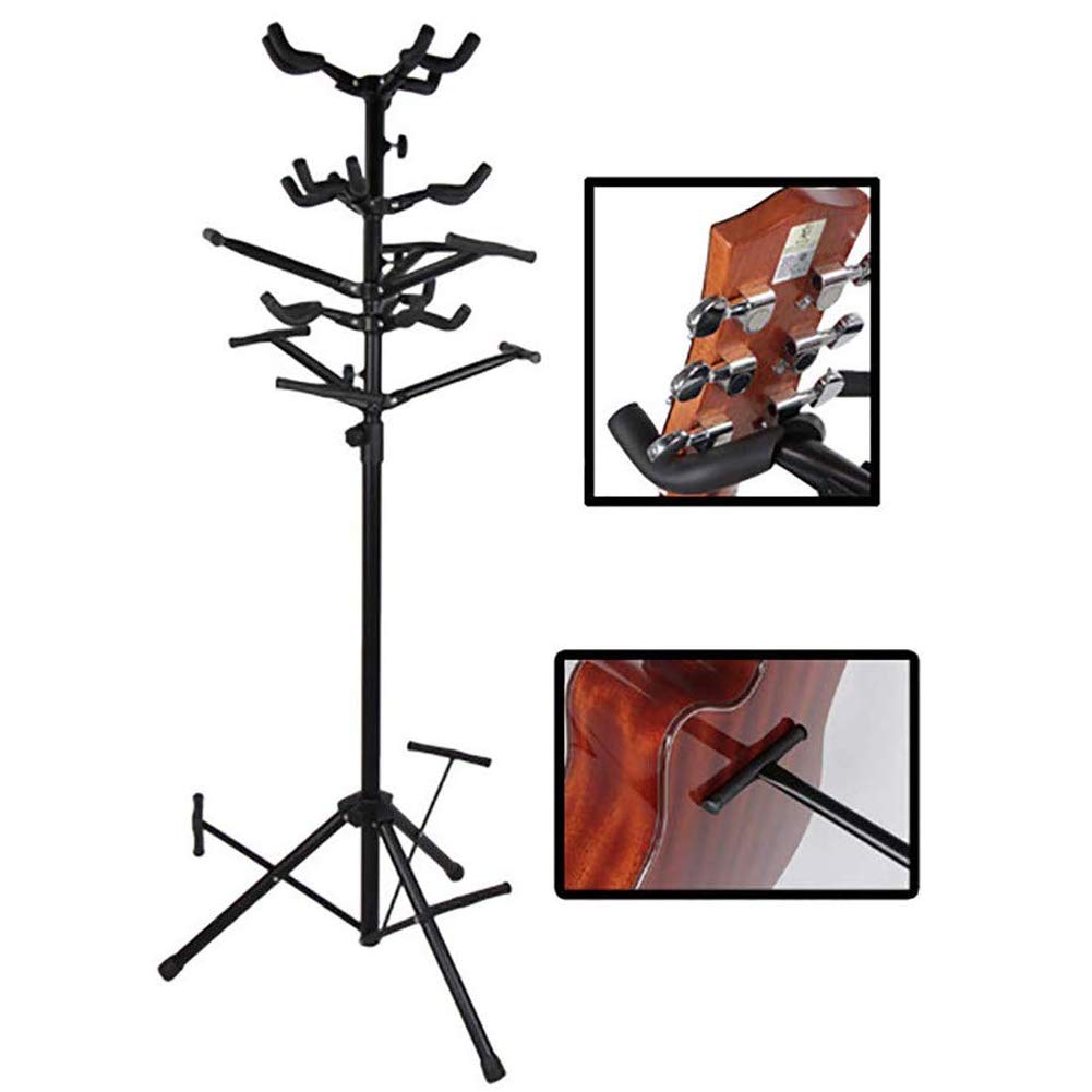 Supporto per chitarra multiplo, treppiede bilaterale resistente per chitarre acustiche elettriche, supporto regolabile nero per casa, studio, negozi, bar