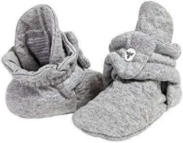 Burt's Bees Baby baby girls Booties, Organic Cotton Adjustable Infant Shoes Slipper Sock, Heather Grey Quilted, 6-9 Months US