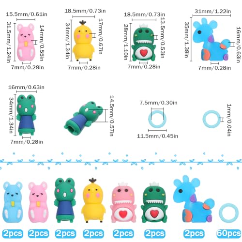 SUNNYCLUE 74Pcs Knitting Tool Kit Knitting Needle Stopper Cartoon Animals Needle Minder Knitting Needle Point Protectors Knitting Stitch Marker Rings Stitch Stoppers for Knitting Crochet Accessories - Image 2