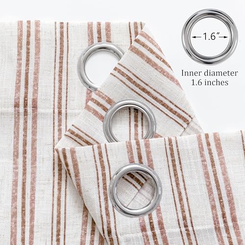 Image of MYSKY HOME Taupe Striped Linen Curtains 84 Inches Long Light Filtering Neutral Curtains for Bedroom Living Room Farmhouse Rustic Cottage Core Tan Ticking Patterned, Grommet, 2 Panels, 52 inch Wide