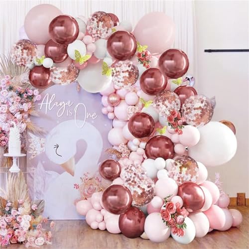 Image of Pink Balloon Arch Kit 53pcs, Baby Pink White Rose Gold Chrome Balloons Garland Kit for Birthday, Baby Shower, Wedding, Anniversary, Valentine & Welcome Party Decoration