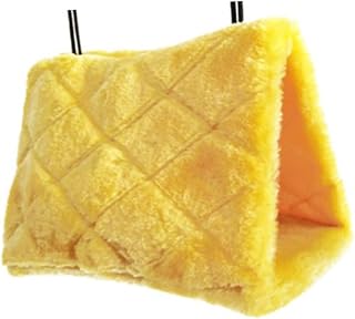 Happyyami Hamaca Cueva de Peluche con Forma de Pájaro para Loros Tamaño S Color Amarillo Material Cálido con Pelusa