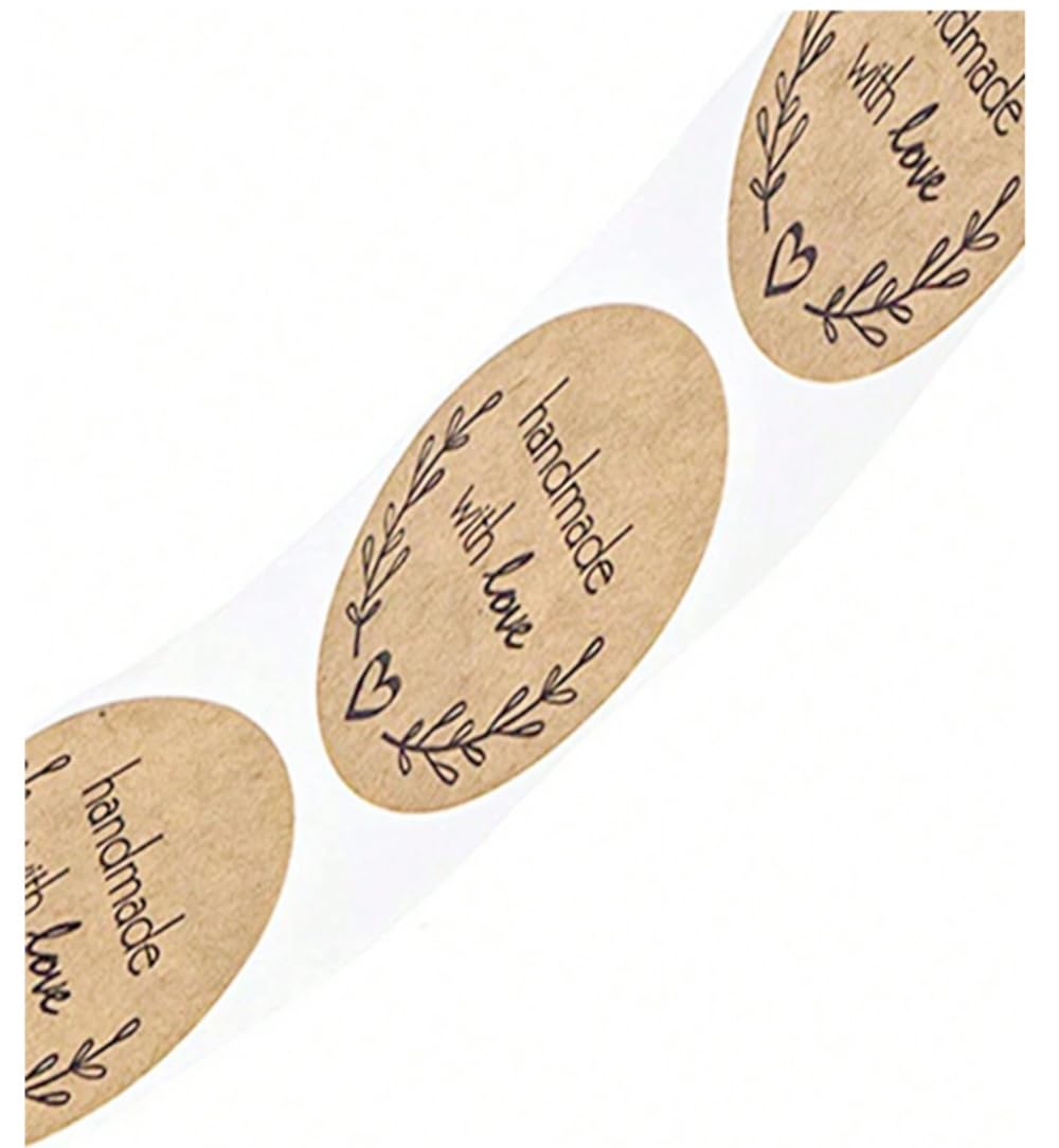 CAA Trading™ 100 x Handmade with Love Heart Stickers Labels Gifts Crafts Presents Home Made Gifts (2.5cm) 25mm (100 Stickers)