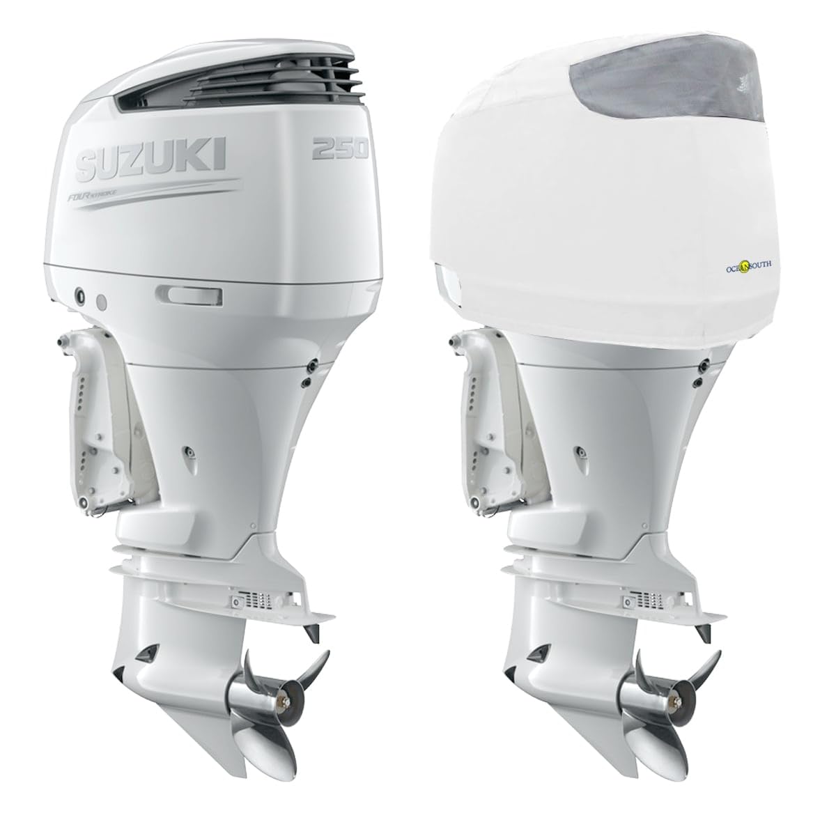 Oceansouth Coperture ventilate su misura per motore fuoribordo Suzuki (bianco, DF250AP,DF300AP V6 4.0L (dal 2012 al 2024))