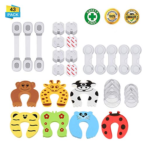 Charminer Bébé de sécurité Verrouillage, Kit de Loquets Bloque 43 pièces,pour Enfants,Bébé,Tiroir, Porte,Carte de Porte d'animal,Serrure de Réfrigérateur à Double Porte et Anti-pincement etc