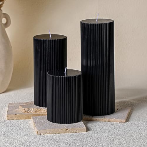 Conelist CONELIST-WED-240515A Ribbed Pillar Candles Set Of 3 thumb #5
