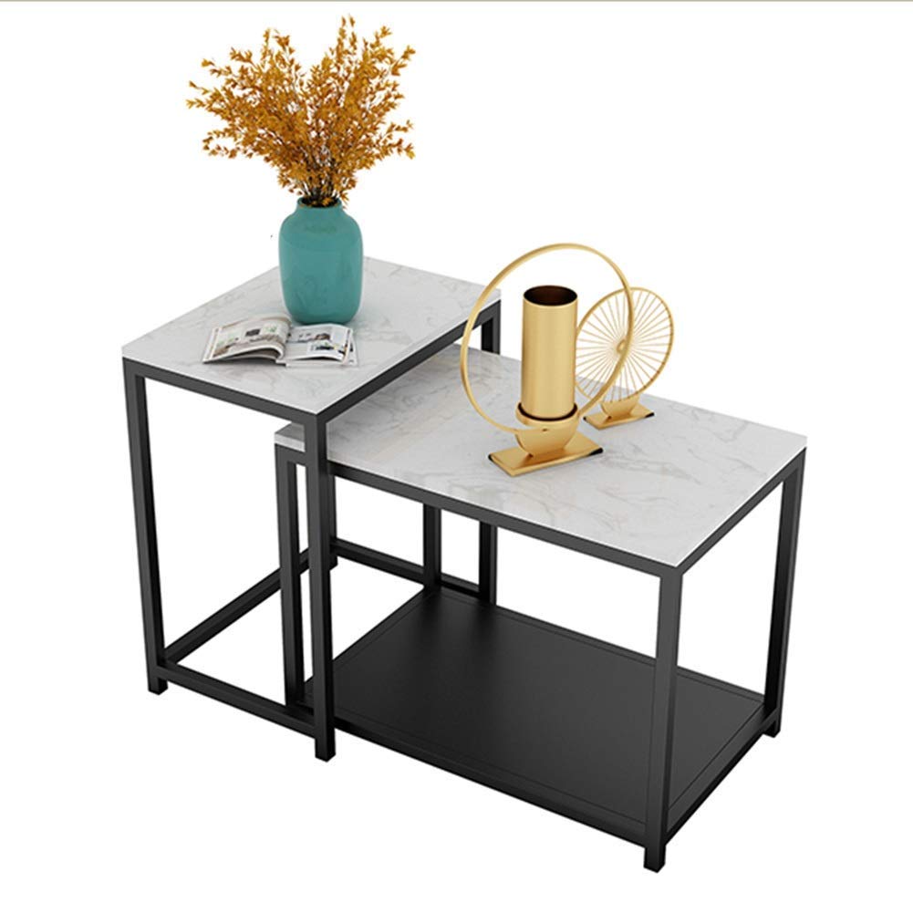 Table basse ronde gigogne en marbre véritable et métal doré