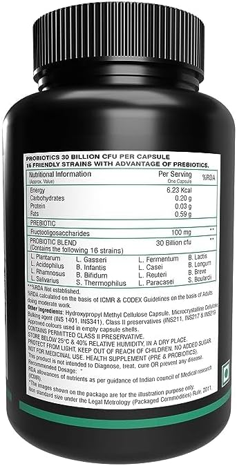 Miniatura 2 de Suplemento de probióticos de 30 mil millones de UFC para mujeres y hombres con 16 cepas, suplemento de probióticos con prebióticos, mejor digestión,