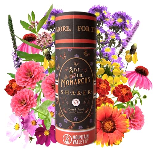 Save The Monarchs Wildflower Seed Shaker - 100,000+ Wild Flower Seeds for Planting - Beautiful Easy...