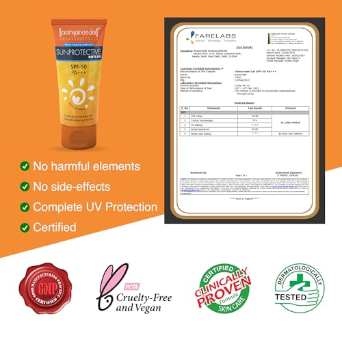Image of Aryanveda Unisex Sunscreen SPF 50 for Women & Men With PA+++ | Dry Skin, Normal Skin 60 ml Liquid