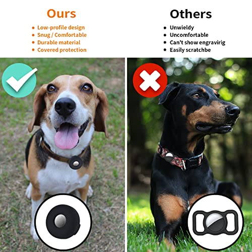 2 Pack Airtag Dog Collar Holder, Silicone Pet Collar Case For Apple Airtags, Anti-Lost Air Tag Collar Holder Compatible With Cat Dog Collars Charms Harness Backpack Accessories-Black/White #TOP5