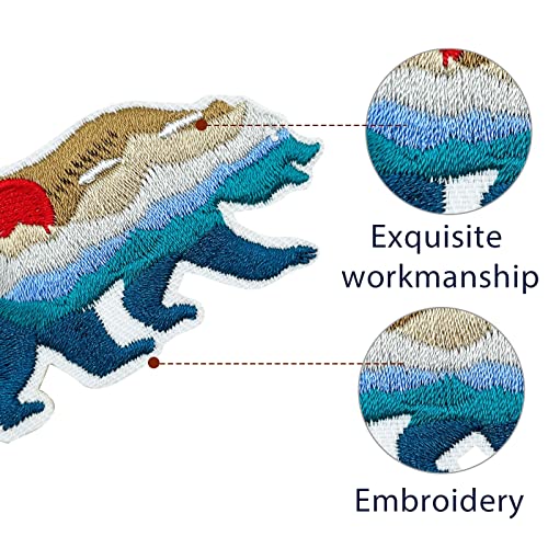 Obokata Iron On Polar Bear Patches, Sun And Moutain Embroidered Patch, Nature View Badge Sew On Emblem Diy Accessories For Vest Jackets, Clothes, Hats, Backbags, Pants, Clothing & Jeans. #TOP1