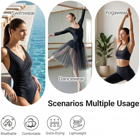 Q&J FABRIC CO. 59 Inches Nylon Spandex Fabric 82% Nylon, 18% Spandex, 5.90 oz/yd², Shiny Swimsuit Fabric, 4-Way Stretch Swimsuit Material, for Sports, Dance, Yoga(Black, 1 Yard) — view 2