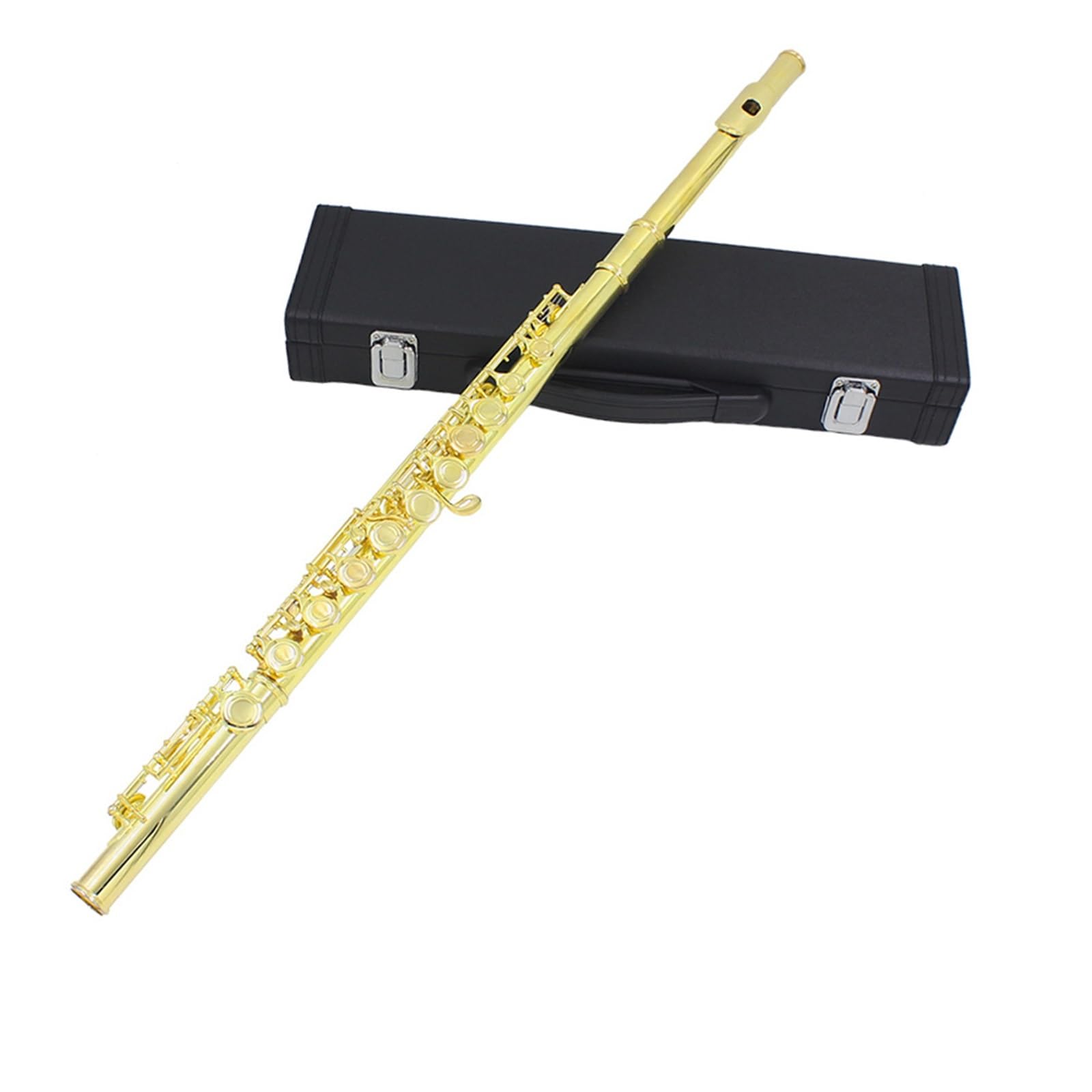 Vergoldete Silberne Tasten, 16 Löcher, Flöte, Holzblasinstrument, Geschlossenes Loch, E-Taste, Konzertflöte Mit Box Flöteninstrument (Color : Golden)