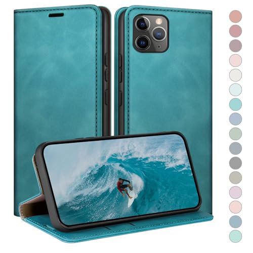 Coque iPhone 11 Pro antichoc avec étui rabat en cuir et fentes cartes RFID