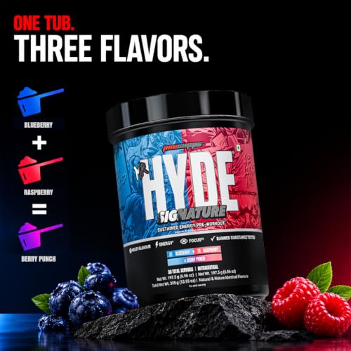 Image of ProSupps Mr Hyde Pre Workout, Berry Punch, 3 Flavours in 1, 50 Servings
