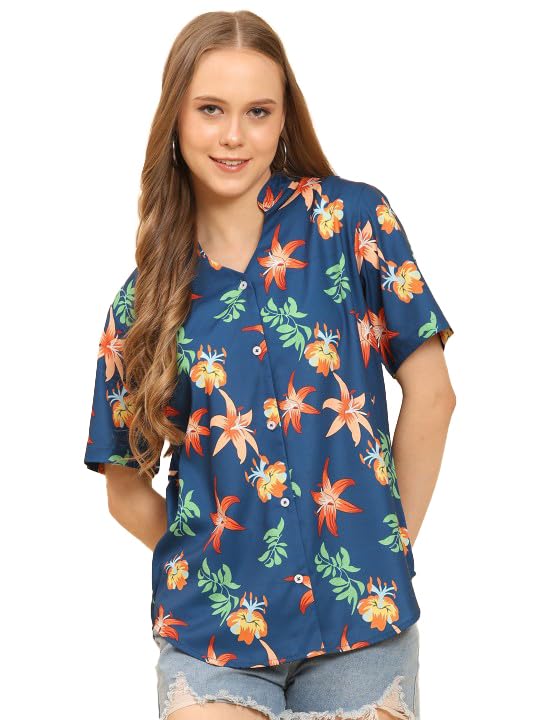 Trendy Queen Women's Printed Straight Mandarin Neck Shirt for Women's | Tops for Woman Shirts | Shirt for Women Stylish Western (SD778_S)