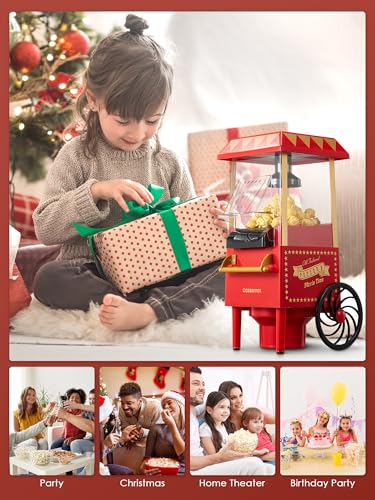 Image of Popcorn Maker 1200W Hot Air Popper Machine, Healthy Fat-Free, Easy to Clean Best Popcorn Popcorn for Movie Nights and Parties of All Kinds, Kids Birthday Party Favorites, Red.