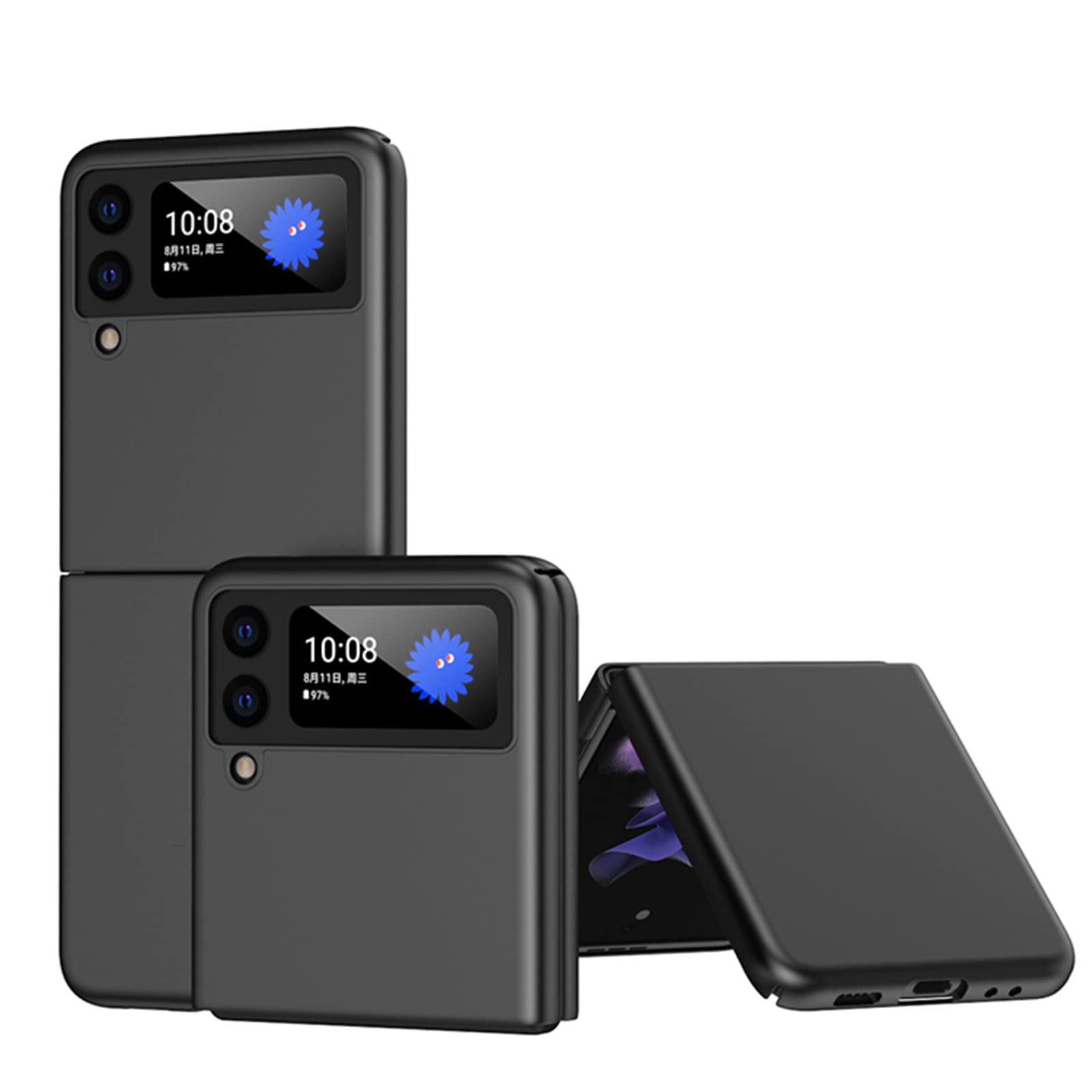LAHappyL Case for Samsung Galaxy Z Flip 3, Ultra Thin Matte Hard PC Back Cover, Shockproof, Anti-Fall Protective Case for Galaxy Z Flip 3 5G 2021,Black