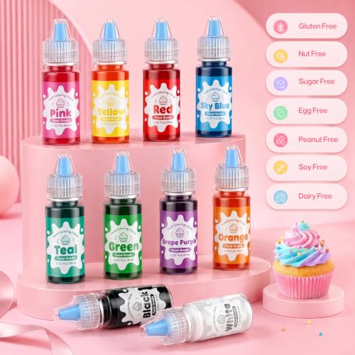 Image of Food Coloring 10x6ml Set for Baking Cake Halloween Fondant
