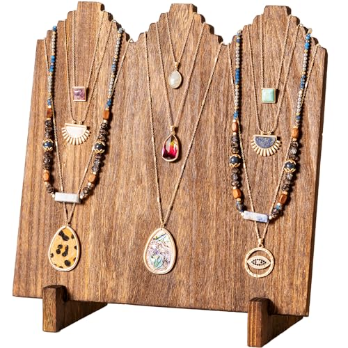 Lolalet Wooden Necklace Display Stands for Selling, Freestanding Multiple Necklaces Stands and...