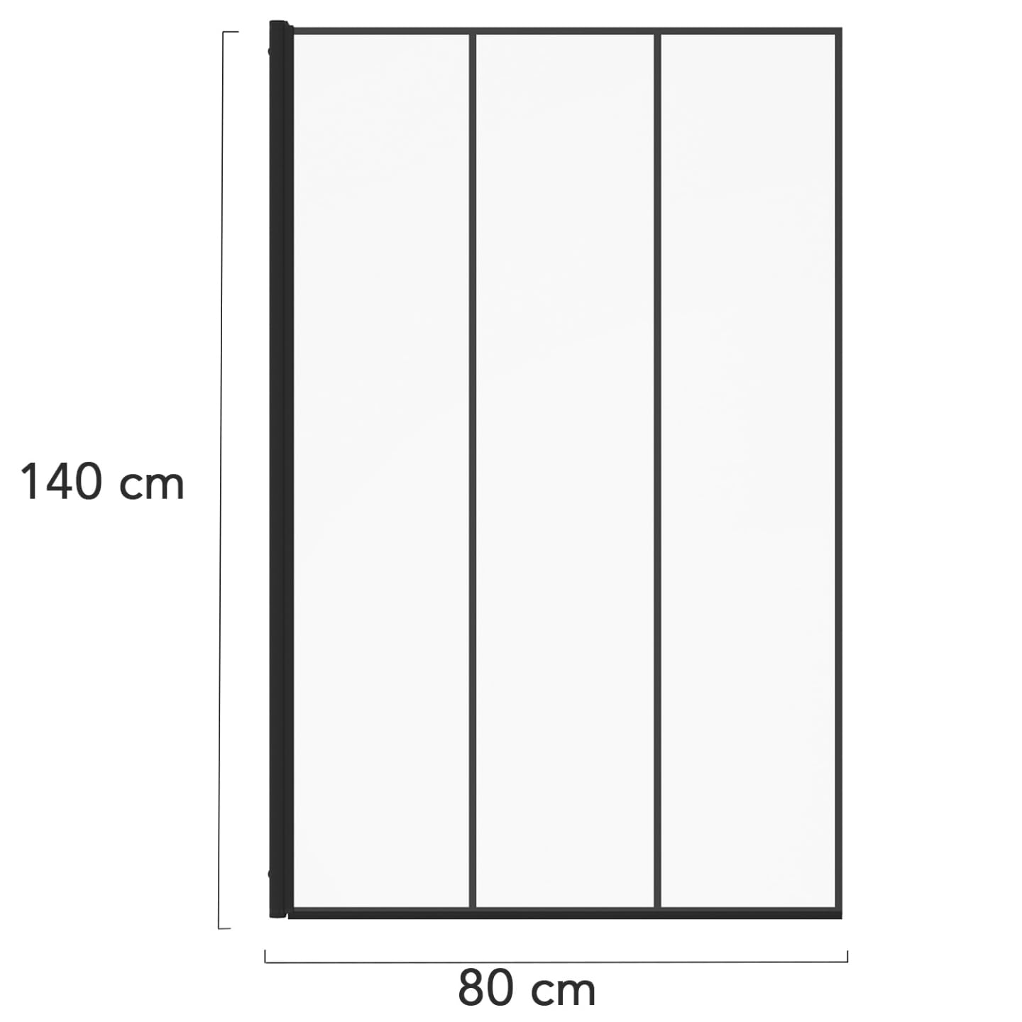 IDMarket - Pare baignoire 1 volet 80x140 cm sérigraphié effet verrière avec profilé en aluminium noir