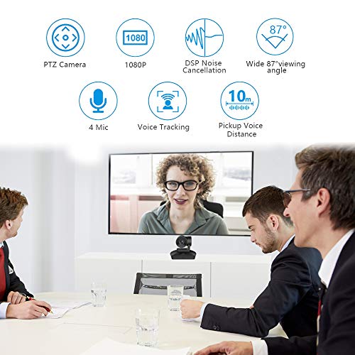 MOERTEK MC200S Full HD 1080P Conference Camera with Voice Tracking, Built-in 4 Microphone Arrays, Fixed Focus, USB Video… - Image 4