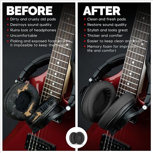 Image of Brainwavz Perforated Thick Memory Foam Ear Pads for ATH M50X, M40X, Steelseries Arctis, HyperX Cloud & Alpha, Logitich G Pro & Many More Headphones, Black