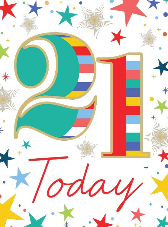 Large 21st Birthday Card Age 21 - A4 Size - Regal Publishing