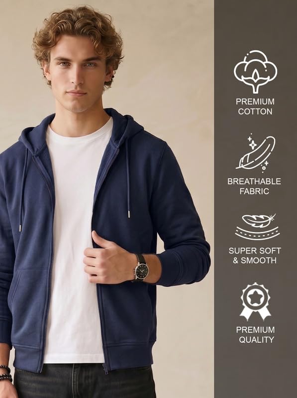 Image of XENOVAURBAN Zipper Hoodie for Men /Women | Unisex fit Cotton Fleece Hooded Sweatshirt - Zipper