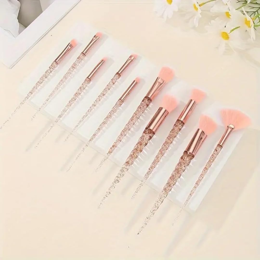 Amarza 10Pcs Makeup Brush Set, eyeshadow, blending, foundation, and eyebrow brushes. Perfect for face and eye makeup | Ideal cosmetic tools for flawless application