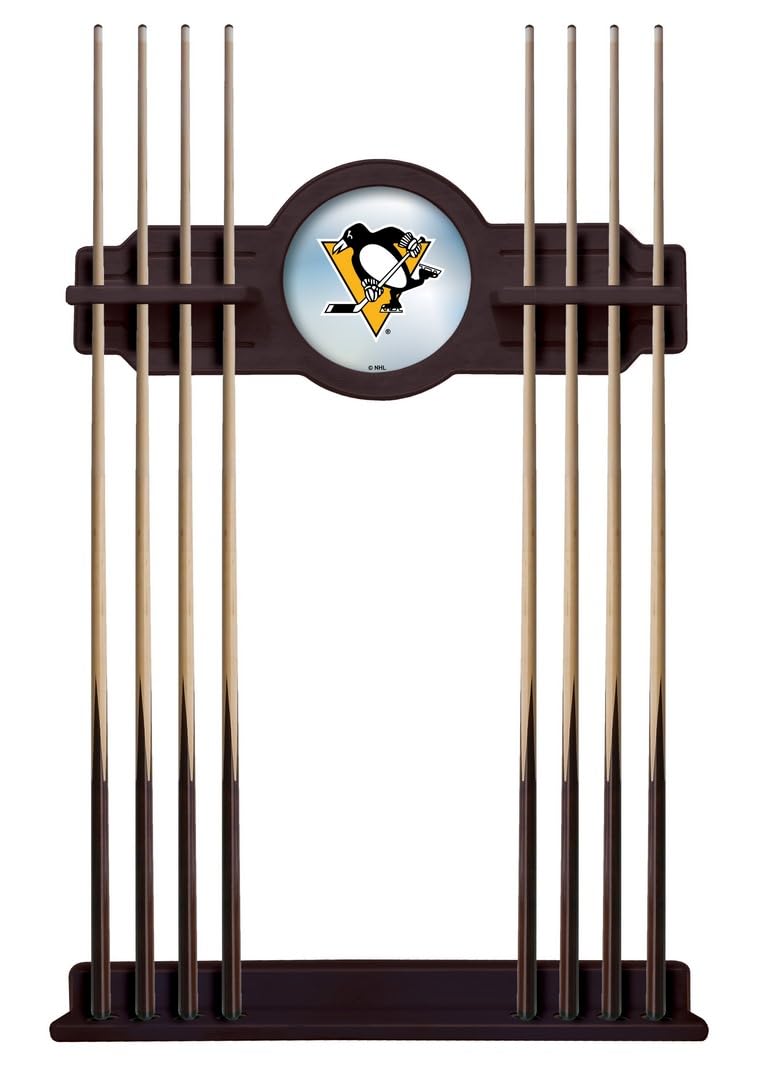 Pittsburgh Penguins Cue Rack in English Tudor Finish by Holland Bar Stool