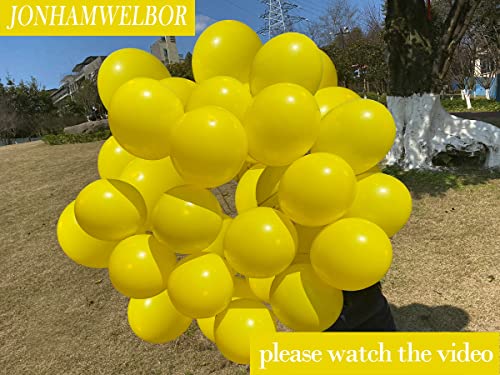 Image of Jonhamwelbor Yellow Balloons 12 inch 100 Pack Matte Dark Yellow Latex Helium Balloons for Baby Shower Birthday Wedding Party Decorations (With Ribbon)