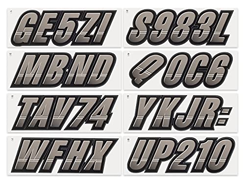 Image of STIFFIE Techtron Charcoal /Black 3 inch Boat & PWC Registration Decals • Numbers Letters Stickers