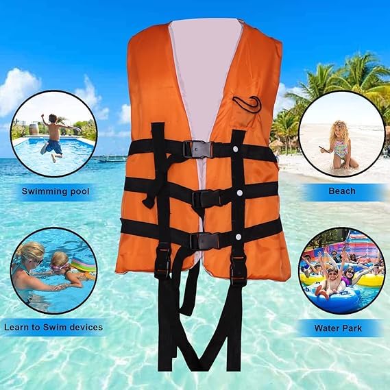Image of Professional Life Jacket Adult Upto 120 kg Swim Boating Vest Life Jacket Snorkeling Floating Swimming Surfing Water Sports Life Saving Jacket Water Sport (Orange)