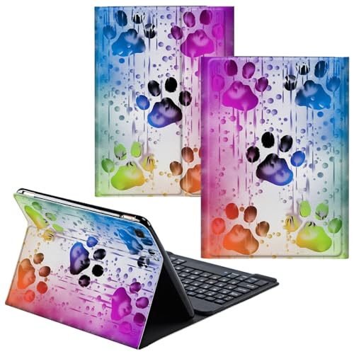 CGFGHHUY for Samsung Galaxy Tab A7 Lite Case Detachable Wireless Keyboard and PU Leather Stand Cover Protective Tablet Case for Samsung Galaxy Tab A7 Lite 8.7 inch 2021 - Watercolor Dog Paws