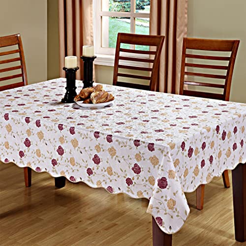 Artisan Flair Af5472-010 Rose Floral Pattern Vinyl Waterproof With Flannel Backed Tablecloth-54 X 72" #TOP1