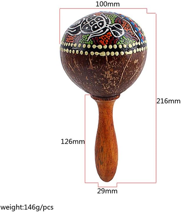 Alnicov Coconut Shell Sand Hammer Hand Rattle Percussion Musical Instrument Accessories