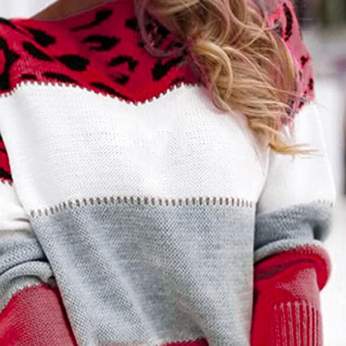Pull tricot léopard à patchwork effet velours chaud et élégant