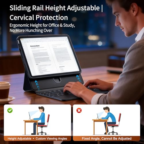 Image of Detachable Magnetic Keyboard Case for iPad Pro 13 Inch, Black | Sliding Rail Height Adjustable Stand,7-Color Backlit,Multi-Touch Trackpad,360 Rotatable,Clear Back for iPad Pro 13 M5 /M4
