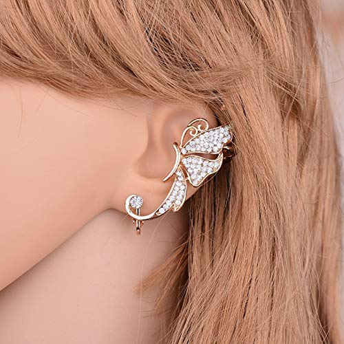 Fashion Punk Skull Angle Wings Crystal Ear Cuff Wrap Left Ear Clip Earrings (Angle Wings) #TOP2