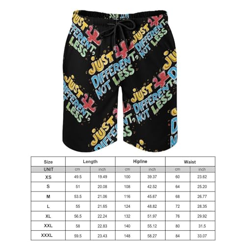 Autism Awareness Just Different Not Less Men's Swim Trunks Board Shorts Beachshorts Swimsuits with Pockets Mesh Liner2