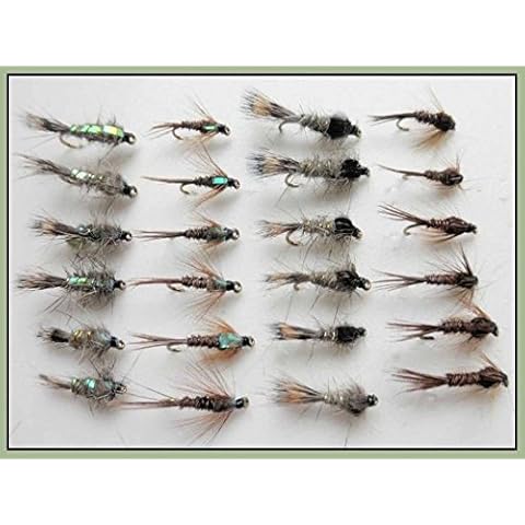 Hares Ear & Pheasant Tail Nymph Trout Flies, 24 Pack, 4 designs, Size 10/12/14 Cover