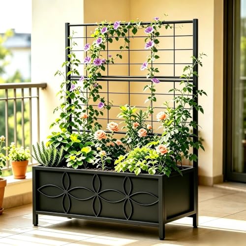 Zhongma Sturdy Raised Garden Bed with Trellis
