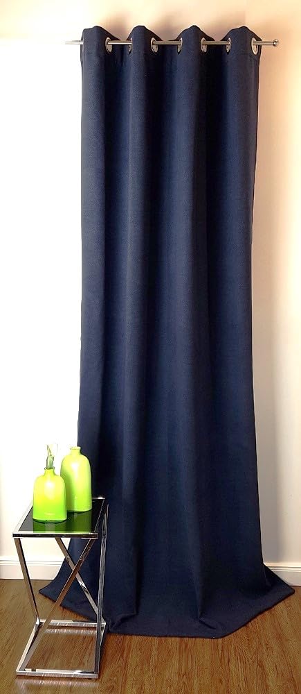 Filzvorhang mit Ösen Softfilz Thermovorhang Kälteschutz Türvorhang Raumteiler Übergardine Dunkelblau Energiesparer 138x300 cm (BxH)