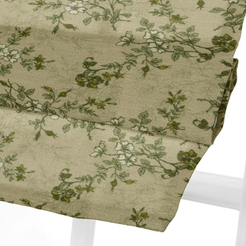 Image of TWOPAGES No Drill Cordless Vintage Floral Print Roman Shades Linen Textured Roman Blinds for Windows, Custom Made Room Darkening Light Filtering Roman Window Shades, Vintage Linen, 1 Piece
